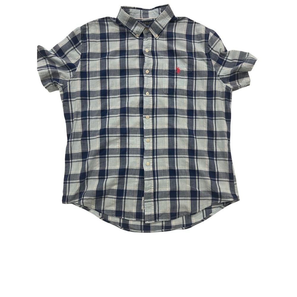 US‎ Polo Assn Plaid Shirt Short Sleeve Button Up Casual XL (519)
